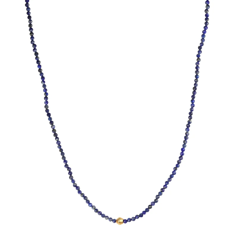 Fashion-Forward Jewelry At Exclusive Discounts Faceted Blue Lapis Beaded Necklace with 18K Gold Saucer Bead & Clasp Fashion-Forward Jewelry At Exclusive Discounts Faceted Blue Lapis Beaded Necklace with 18K Gold Saucer Bead & Clasp