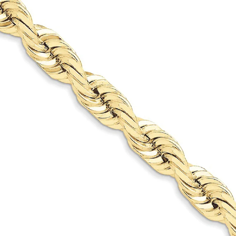 Modern Jewelry At Exclusive Discounts – Shop Today Men's 10mm 10k Yellow Gold Diamond Cut Solid Rope Chain Bracelet