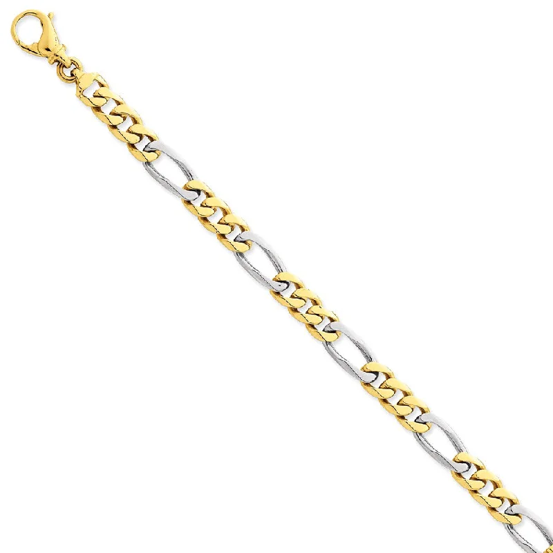 Affordable Luxury Jewelry For Every Occasion Men's 14k Yellow & White Gold 7.85mm Figaro Chain Bracelet Affordable Luxury Jewelry For Every Occasion Men's 14k Yellow & White Gold 7.85mm Figaro Chain Bracelet