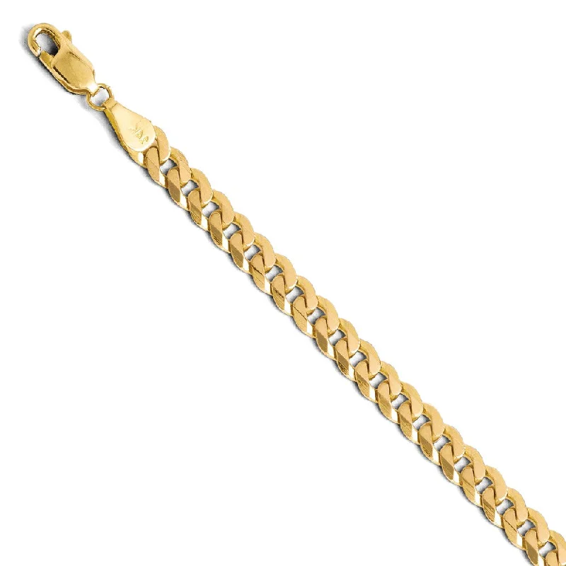 Exclusive Jewelry Sale – Shine For Less Men's 5.75mm 14k Yellow Gold Beveled Solid Curb Chain Bracelet, 8 Inch