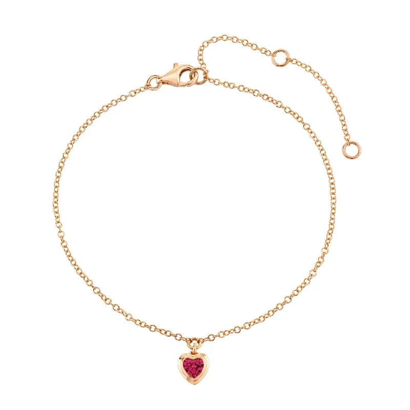 Unmissable Jewelry Discounts – Elevate Your Look For Less MINI ME RUBY BEZEL HEART DROP ANKLET