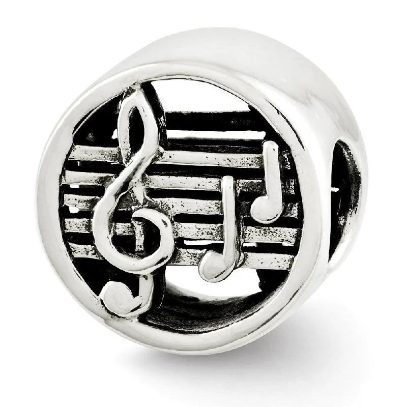 Celebrate Every Occasion With Sparkling Savings Music Notes and Staff Cylinder Bead Charm in Antiqued Sterling Silver Celebrate Every Occasion With Sparkling Savings Music Notes and Staff Cylinder Bead Charm in Antiqued Sterling Silver