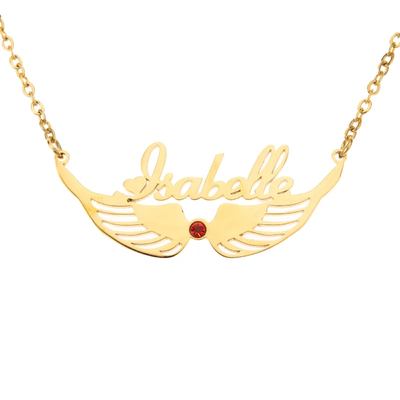 Waterproof Stainless Steel Jewelry For Lasting Beauty Angel Wings Necklace with Birthstone Waterproof Stainless Steel Jewelry For Lasting Beauty Angel Wings Necklace with Birthstone