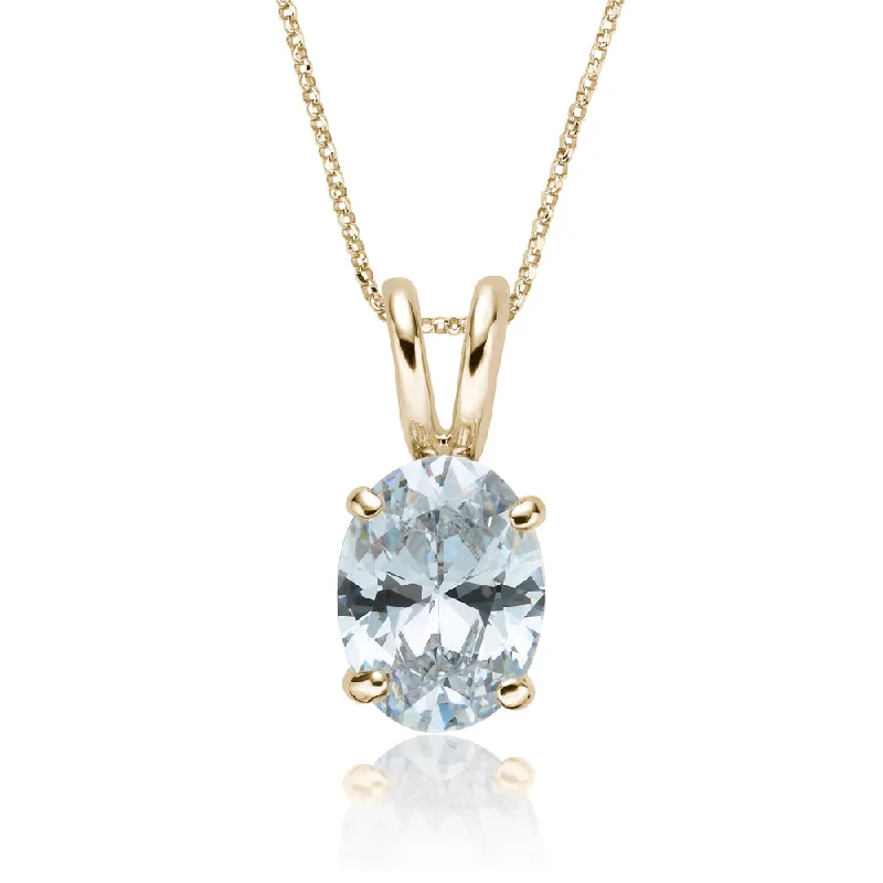 Handcrafted Jewelry Sale – Unique Designs At Low Prices Oval solitaire pendant with 2 carat* diamond simulant in 10 carat yellow gold