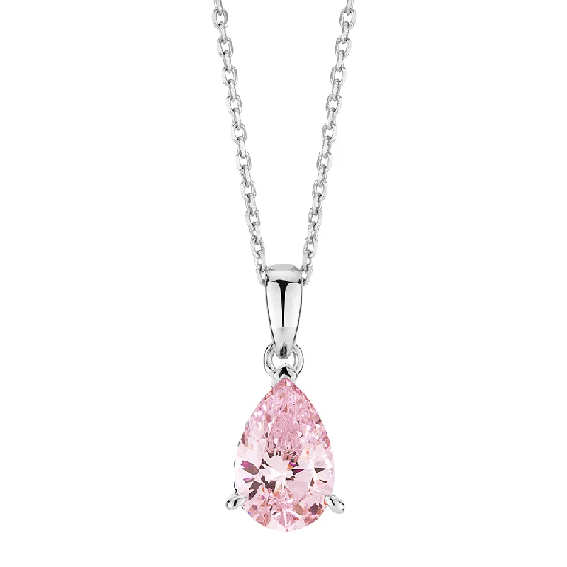 Limited-Time Offer On Elegant Jewelry Pieces Pear and Round Brilliant solitaire necklace with 1.42 carats* of diamond simulants in sterling silver Limited-Time Offer On Elegant Jewelry Pieces Pear and Round Brilliant solitaire necklace with 1.42 carats* of diamond simulants in sterling silver