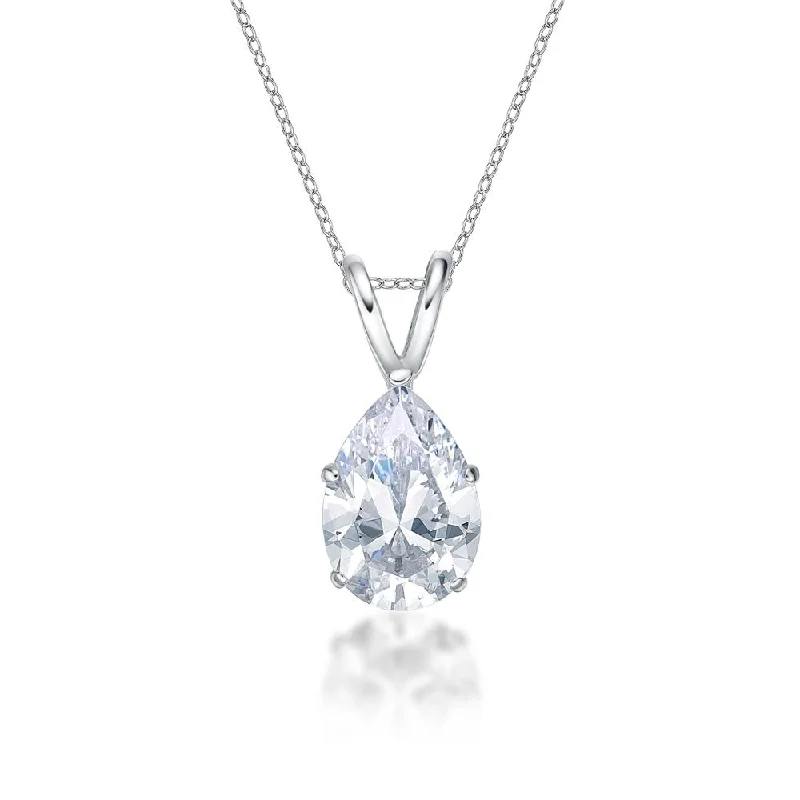 Huge Savings On Timeless Jewelry Collections Pear solitaire pendant with 2 carat* diamond simulant in 10 carat white gold Huge Savings On Timeless Jewelry Collections Pear solitaire pendant with 2 carat* diamond simulant in 10 carat white gold