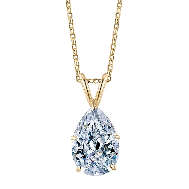 Discounted Jewelry For A Glamorous Look Pear solitaire pendant with 3 carat* diamond simulant in 10 carat yellow gold Discounted Jewelry For A Glamorous Look Pear solitaire pendant with 3 carat* diamond simulant in 10 carat yellow gold