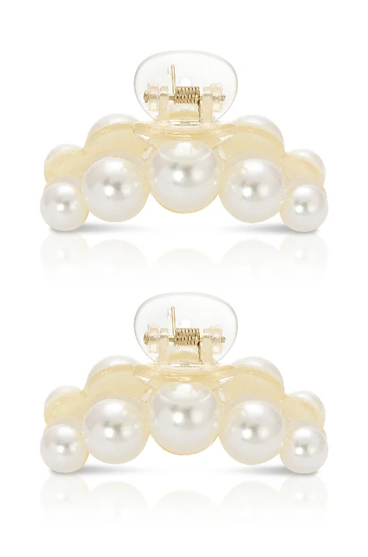 Luxury Handcrafted Jewelry For Elegant Looks Pearl Hair Claw Set of 2