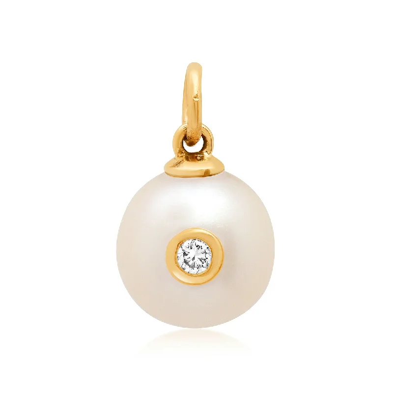 Shine Bright With Our Special Jewelry Promotions Pearl with Bezel Set Diamond Charm Shine Bright With Our Special Jewelry Promotions Pearl with Bezel Set Diamond Charm