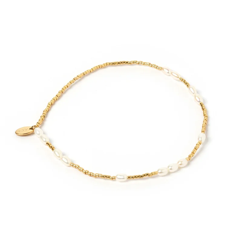 Luxury Jewelry Without The Luxury Price Tag Poppy Pearl & Glass Beaded Anklet - Gold