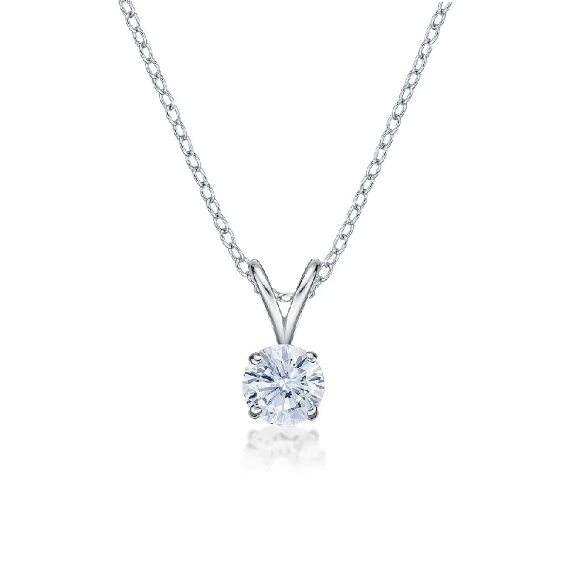 Limited-Time Offer On Elegant Jewelry Pieces Round Brilliant solitaire pendant with 0.5 carat* diamond simulant in 10 carat white gold Limited-Time Offer On Elegant Jewelry Pieces Round Brilliant solitaire pendant with 0.5 carat* diamond simulant in 10 carat white gold