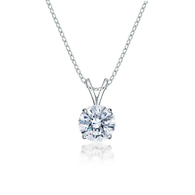 Dainty Floral Jewelry For Feminine Elegance Round Brilliant solitaire pendant with 1.5 carat* diamond simulant in 10 carat white gold Dainty Floral Jewelry For Feminine Elegance Round Brilliant solitaire pendant with 1.5 carat* diamond simulant in 10 carat white gold