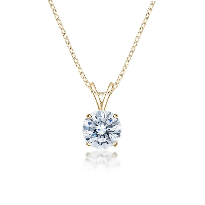 Shop Elegant Jewelry At Unbeatable Prices Round Brilliant solitaire pendant with 1.5 carat* diamond simulant in 10 carat yellow gold Shop Elegant Jewelry At Unbeatable Prices Round Brilliant solitaire pendant with 1.5 carat* diamond simulant in 10 carat yellow gold