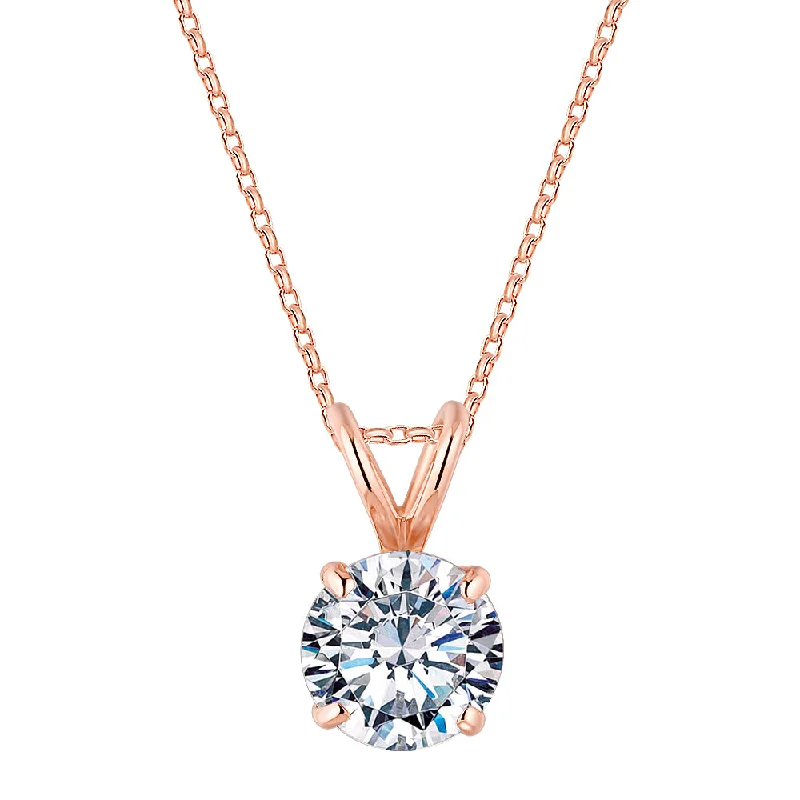 Limited-Stock Jewelry Sale – Once It's Gone, It's Gone Round Brilliant solitaire pendant with 1 carat* diamond simulant in 10 carat rose gold Limited-Stock Jewelry Sale – Once It's Gone, It's Gone Round Brilliant solitaire pendant with 1 carat* diamond simulant in 10 carat rose gold