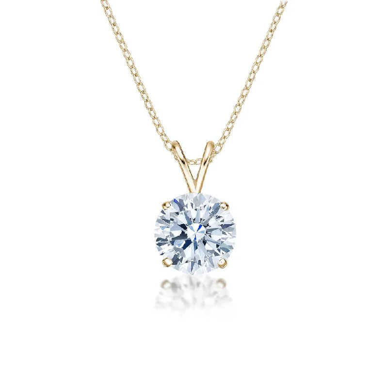 Shop Trending Jewelry With Exclusive Savings Round Brilliant solitaire pendant with 3 carat* diamond simulant in 10 carat yellow gold Shop Trending Jewelry With Exclusive Savings Round Brilliant solitaire pendant with 3 carat* diamond simulant in 10 carat yellow gold