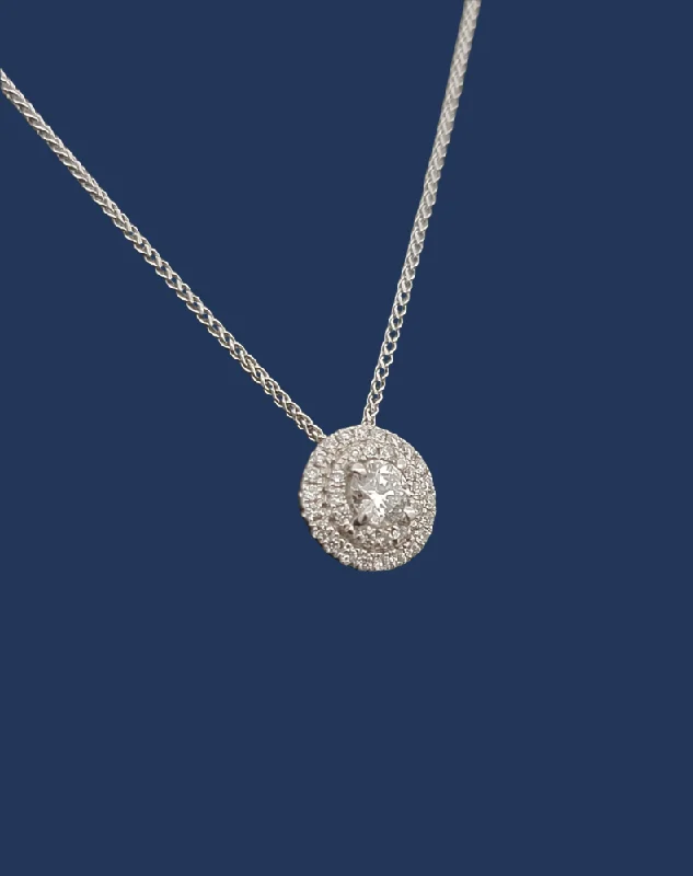 Shine In Style – Shop Jewelry Discounts Today Round Natural Diamond Pendant Necklace with Halo 18K White Gold Shine In Style – Shop Jewelry Discounts Today Round Natural Diamond Pendant Necklace with Halo 18K White Gold