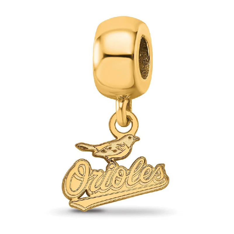 Exclusive Online Discounts On Stylish Jewelry S.S. 14K Yellow Gold Plated MLB Baltimore Orioles XS Dangle Bead Charm