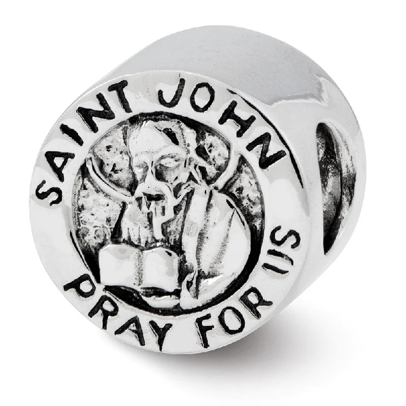 Buy More, Save More On Stunning Jewelry Pieces Saint John Pray for Us Cylinder Bead Charm in Antiqued Sterling Silver Buy More, Save More On Stunning Jewelry Pieces Saint John Pray for Us Cylinder Bead Charm in Antiqued Sterling Silver