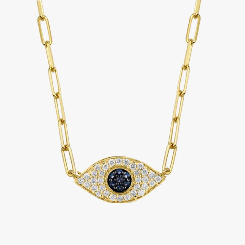 Trending Jewelry Styles Now At Limited-Time Discounts Sapphire & Diamond Eye Paperclip Necklace, Jamila Trending Jewelry Styles Now At Limited-Time Discounts Sapphire & Diamond Eye Paperclip Necklace, Jamila