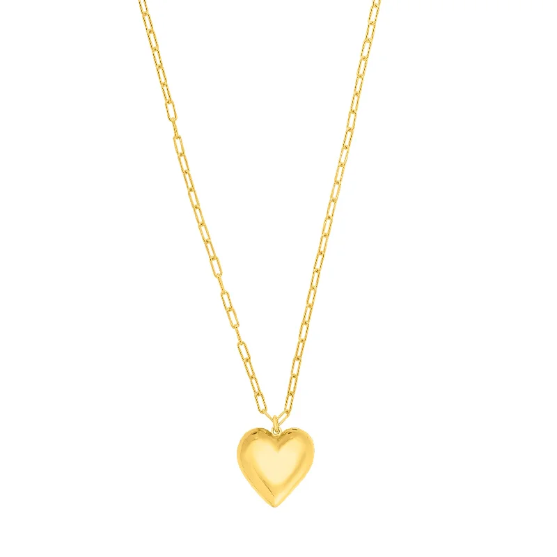 High-Quality Gemstone Jewelry For Special Occasions Silver Plated Large Puffed Heart Long Necklace High-Quality Gemstone Jewelry For Special Occasions Silver Plated Large Puffed Heart Long Necklace