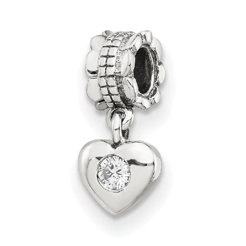 Modern Jewelry At Exclusive Discounts – Shop Today Sterling Silver and Cubic Zirconia Heart Dangle Bead Charm Modern Jewelry At Exclusive Discounts – Shop Today Sterling Silver and Cubic Zirconia Heart Dangle Bead Charm