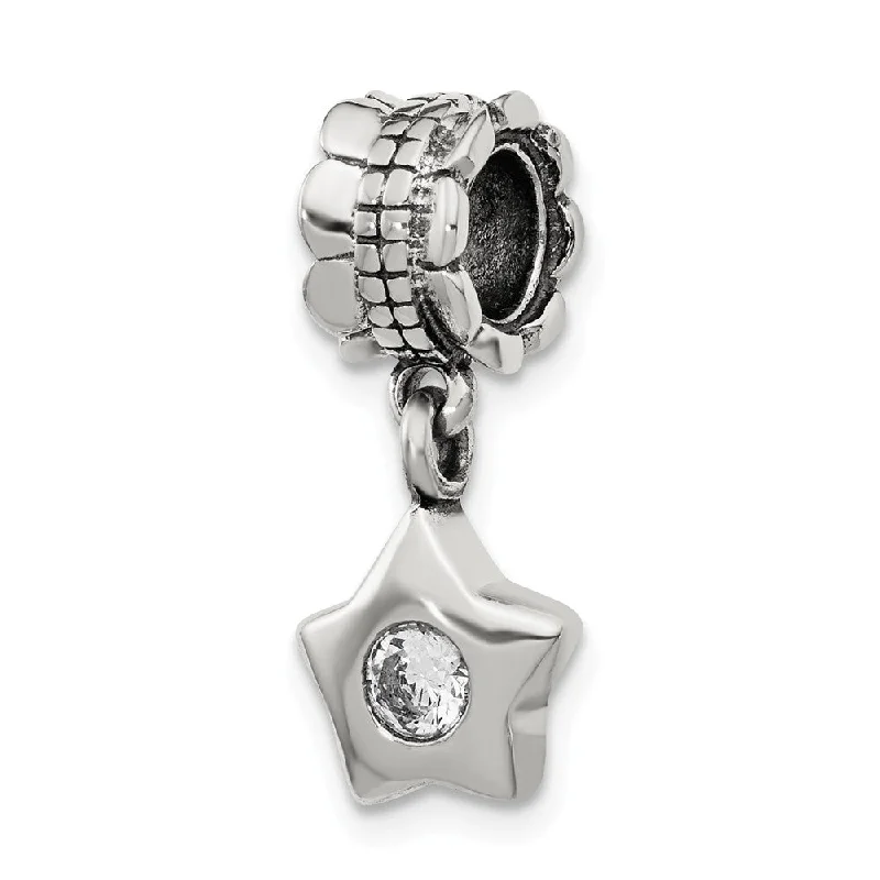 Limited-Time Offer On Elegant Jewelry Pieces Sterling Silver and Cubic Zirconia Star Dangle Bead Charm Limited-Time Offer On Elegant Jewelry Pieces Sterling Silver and Cubic Zirconia Star Dangle Bead Charm