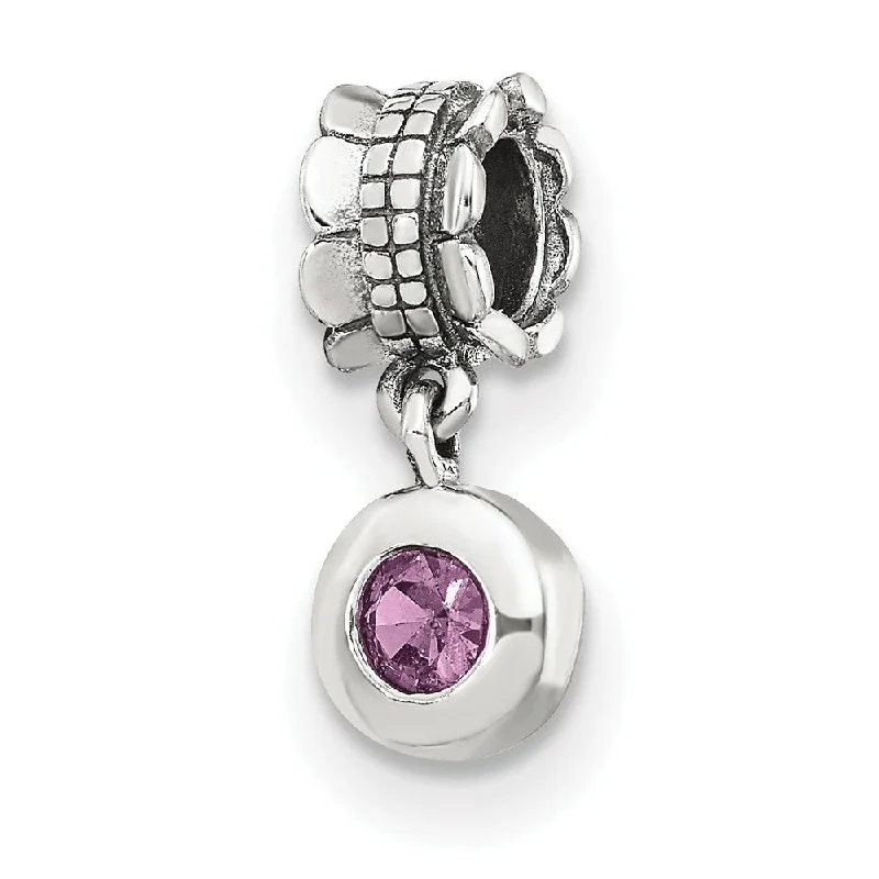 Premium Jewelry Now Available At Special Discounts Sterling Silver and Pink CZ Round Dangle Bead Charm Premium Jewelry Now Available At Special Discounts Sterling Silver and Pink CZ Round Dangle Bead Charm
