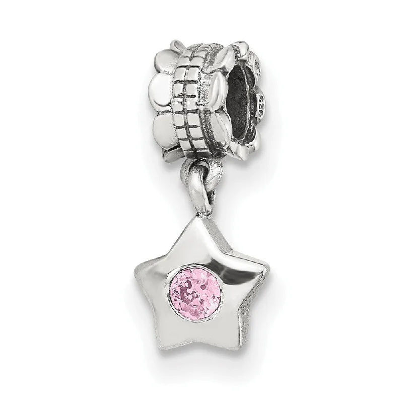 Elegant Jewelry, Exclusive Prices – Shop Now Sterling Silver and Pink CZ Star Dangle Bead Charm Elegant Jewelry, Exclusive Prices – Shop Now Sterling Silver and Pink CZ Star Dangle Bead Charm
