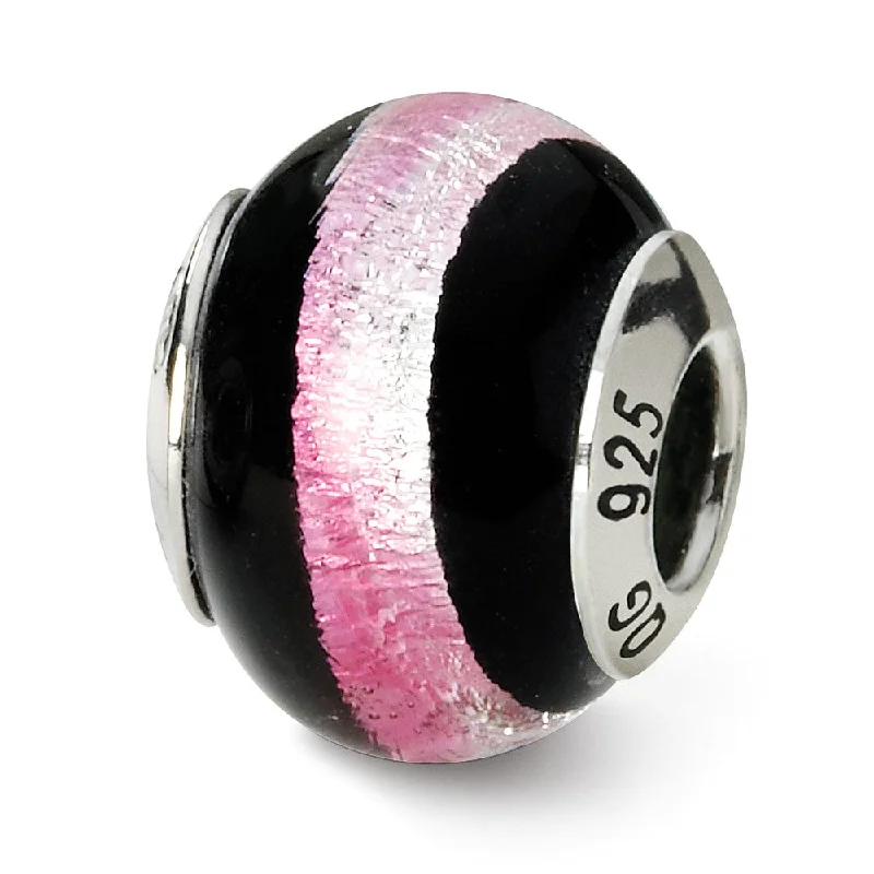 Best Jewelry Deals – Premium Quality At Exclusive Discounts Sterling Silver, Black and Pink Striped Murano Glass Bead Charm Best Jewelry Deals – Premium Quality At Exclusive Discounts Sterling Silver, Black and Pink Striped Murano Glass Bead Charm