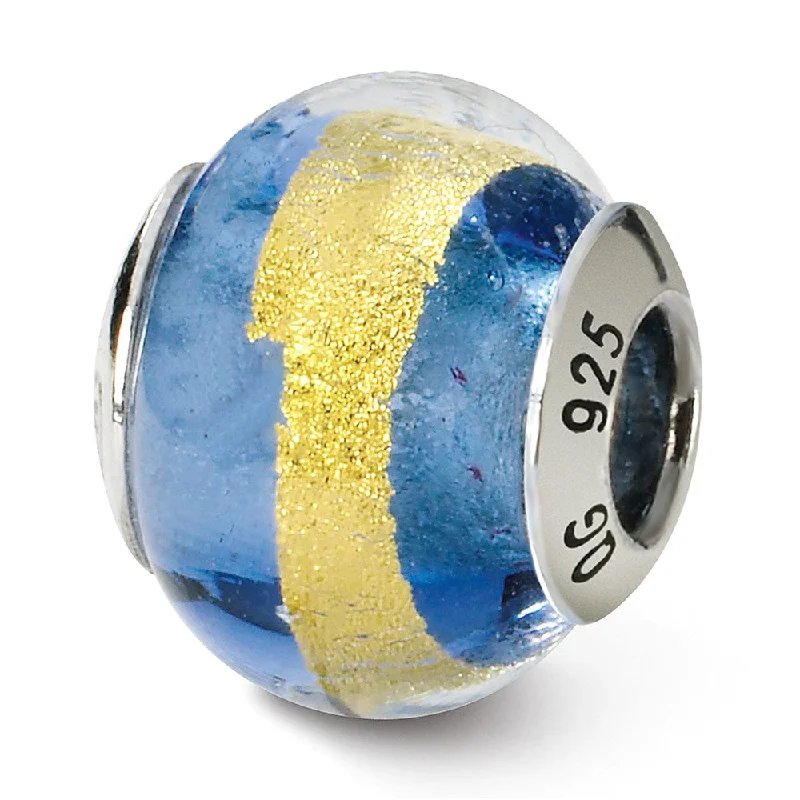 Must-Have Jewelry Pieces At Reduced Prices Sterling Silver, Blue and Yellow Striped Murano Glass Bead Charm Must-Have Jewelry Pieces At Reduced Prices Sterling Silver, Blue and Yellow Striped Murano Glass Bead Charm