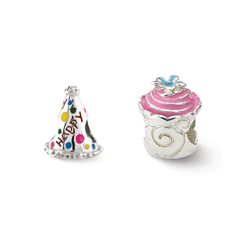 Waterproof Stainless Steel Jewelry For Lasting Beauty Sterling Silver & Enamel Happy Birthday Bead Charm Set of 2 Waterproof Stainless Steel Jewelry For Lasting Beauty Sterling Silver & Enamel Happy Birthday Bead Charm Set of 2