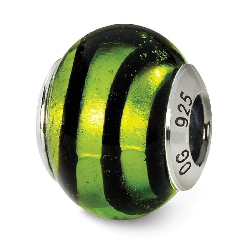 Glamorous Jewelry, Glamorous Deals – Shop Now Sterling Silver, Green and Black Striped Murano Glass Bead Charm Glamorous Jewelry, Glamorous Deals – Shop Now Sterling Silver, Green and Black Striped Murano Glass Bead Charm