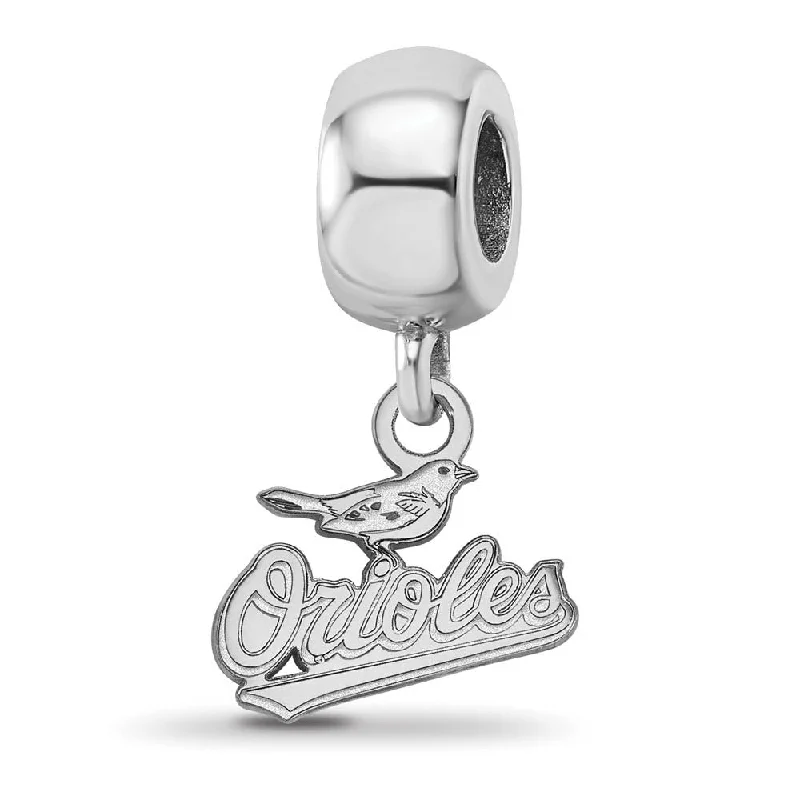 Elevate Your Outfit With Discounted Statement Jewelry Sterling Silver Rhodium Plated MLB Baltimore Orioles XS Dangle Bead