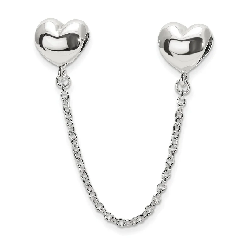 Don't Miss Out – Shop Elegant Jewelry For Less Sterling Silver Security Chain with Polished Heart Bead Charm Don't Miss Out – Shop Elegant Jewelry For Less Sterling Silver Security Chain with Polished Heart Bead Charm