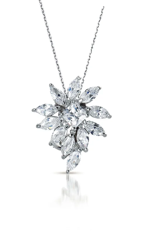 Flash Sale On Stunning Jewelry – Don't Miss Out Sterling Silver White Gold Plated Bursting marquise Design Pendant Flash Sale On Stunning Jewelry – Don't Miss Out Sterling Silver White Gold Plated Bursting marquise Design Pendant