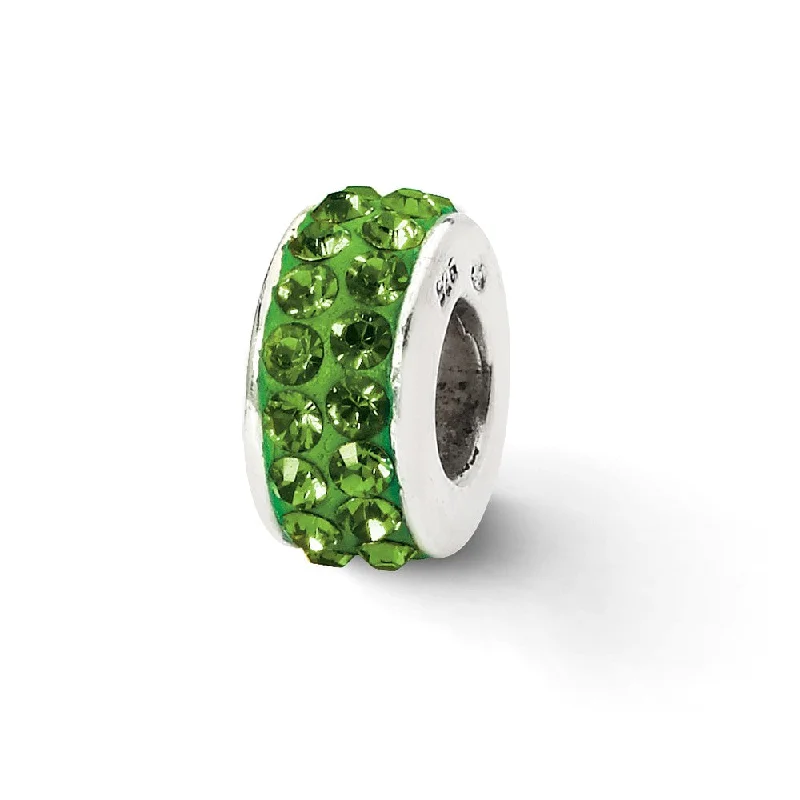 Classic And Modern Jewelry Styles On Sale Sterling Silver with Light Green Crystals Double Row Bead Charm Classic And Modern Jewelry Styles On Sale Sterling Silver with Light Green Crystals Double Row Bead Charm