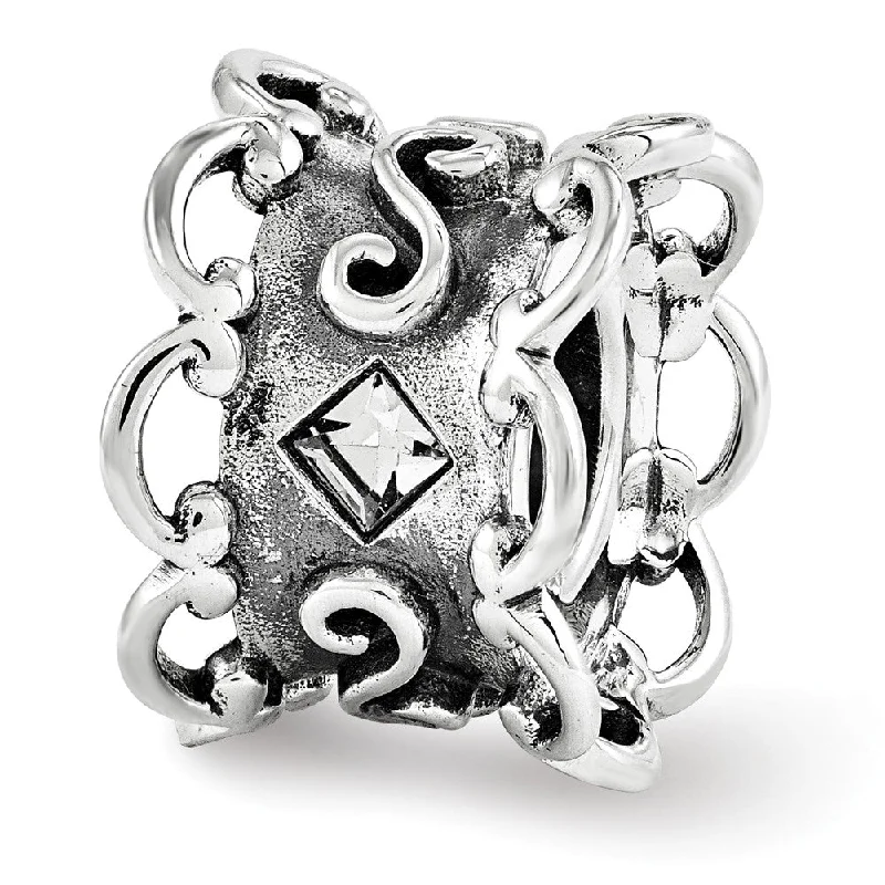Romantic Heart-Shaped Jewelry For Special Gifts Sterling Silver with White Crystals Bridal Garter Bead Charm Romantic Heart-Shaped Jewelry For Special Gifts Sterling Silver with White Crystals Bridal Garter Bead Charm
