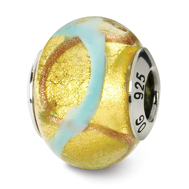 Exclusive Jewelry Markdowns – Limited-Time Offer Sterling Silver, Yellow and Light Blue Swirl Murano Glass Bead Charm Exclusive Jewelry Markdowns – Limited-Time Offer Sterling Silver, Yellow and Light Blue Swirl Murano Glass Bead Charm