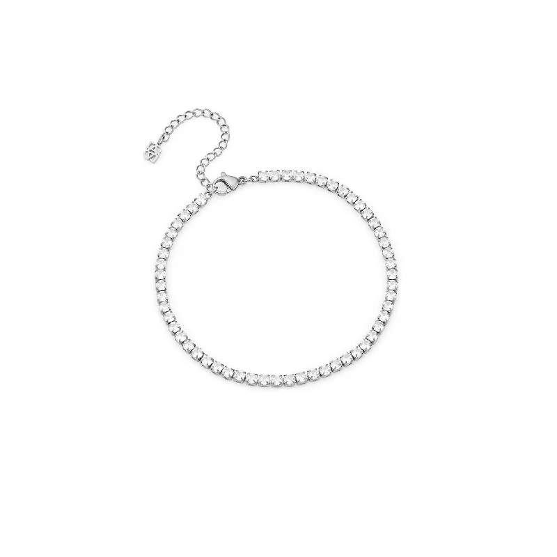 Special Offers On Handcrafted And Designer Jewelry Tennis Chain Anklet (Silver)