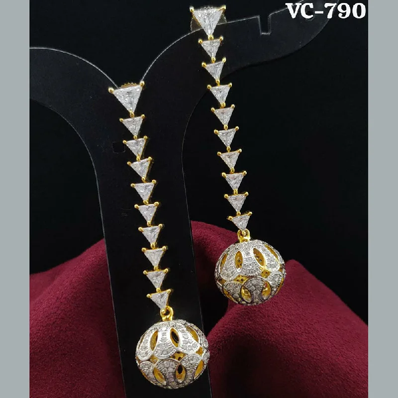 Modern Statement Jewelry For Bold Styling Vivah Creation Gold Plated AD Stone Dangler Earrings Modern Statement Jewelry For Bold Styling Vivah Creation Gold Plated AD Stone Dangler Earrings