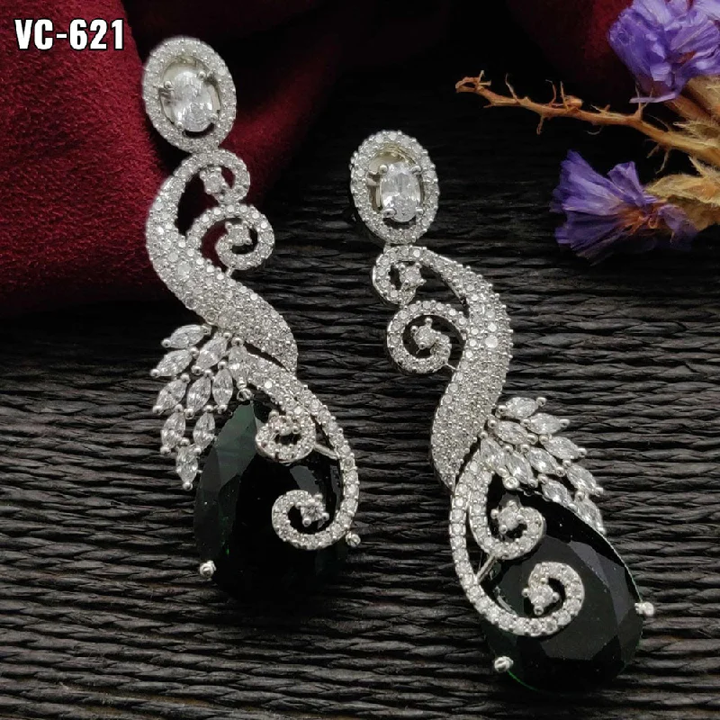 Delicate Crystal Jewelry For Sophisticated Charm Vivah Creation Oxidised Plated AD Stone Dangler Earrings Delicate Crystal Jewelry For Sophisticated Charm Vivah Creation Oxidised Plated AD Stone Dangler Earrings