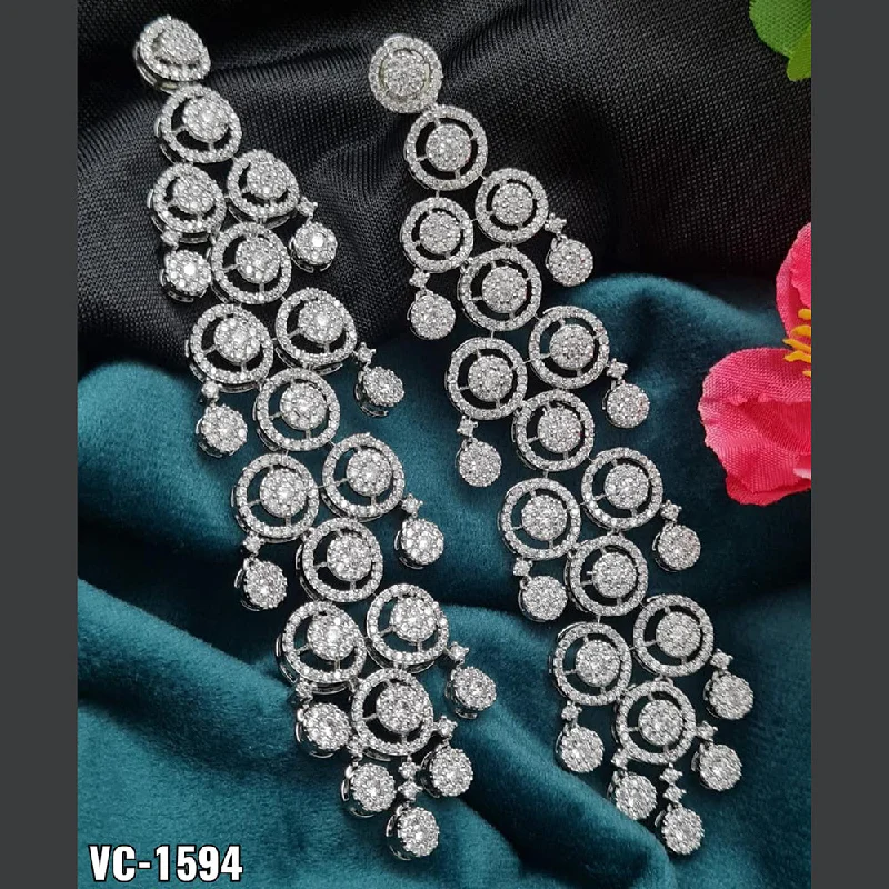 Grab Your Dream Jewelry At The Lowest Prices Vivah Creation Rose Gold Plated AD Stone Dangler Earrings Grab Your Dream Jewelry At The Lowest Prices Vivah Creation Rose Gold Plated AD Stone Dangler Earrings