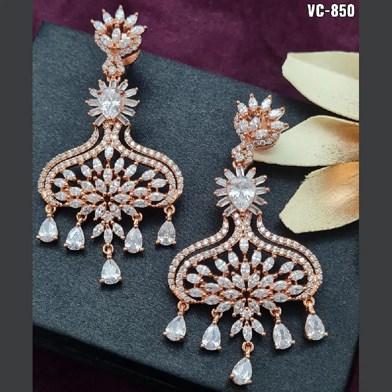 Special Offers On Handcrafted And Designer Jewelry Vivah Creation Rose Gold Plated AD Stone Dangler Earrings Special Offers On Handcrafted And Designer Jewelry Vivah Creation Rose Gold Plated AD Stone Dangler Earrings