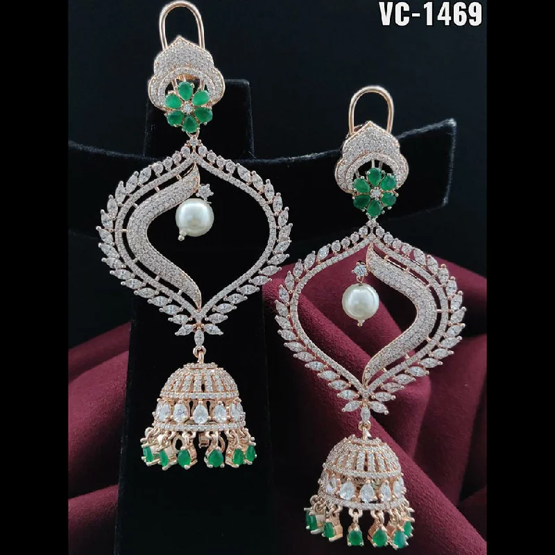 Limited Stock On Premium Jewelry At Low Prices Vivah Creation Rose Gold Plated AD Stone Dangler Earrings Limited Stock On Premium Jewelry At Low Prices Vivah Creation Rose Gold Plated AD Stone Dangler Earrings