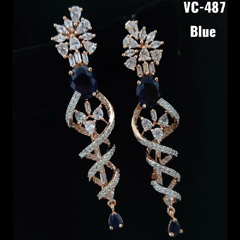 Elegant Rose Gold Jewelry For A Stylish Touch Vivah Creation Rose Gold Plated AD Stone Dangler Earrings