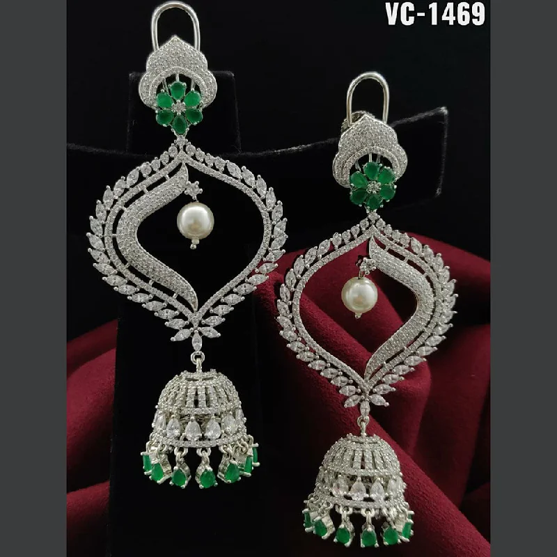 Clearance Sale On High-End Jewelry Collections Vivah Creation Silver Plated AD Stone Dangler Earrings Clearance Sale On High-End Jewelry Collections Vivah Creation Silver Plated AD Stone Dangler Earrings