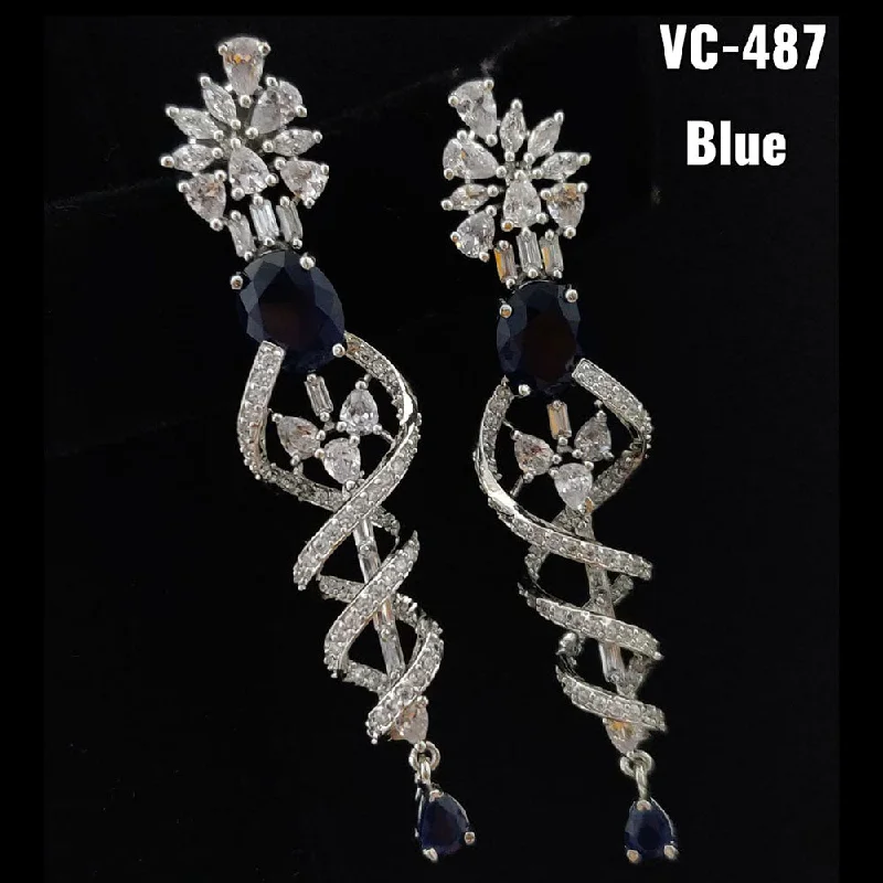 Waterproof Stainless Steel Jewelry For Lasting Beauty Vivah Creation Silver Plated AD Stone Dangler Earrings