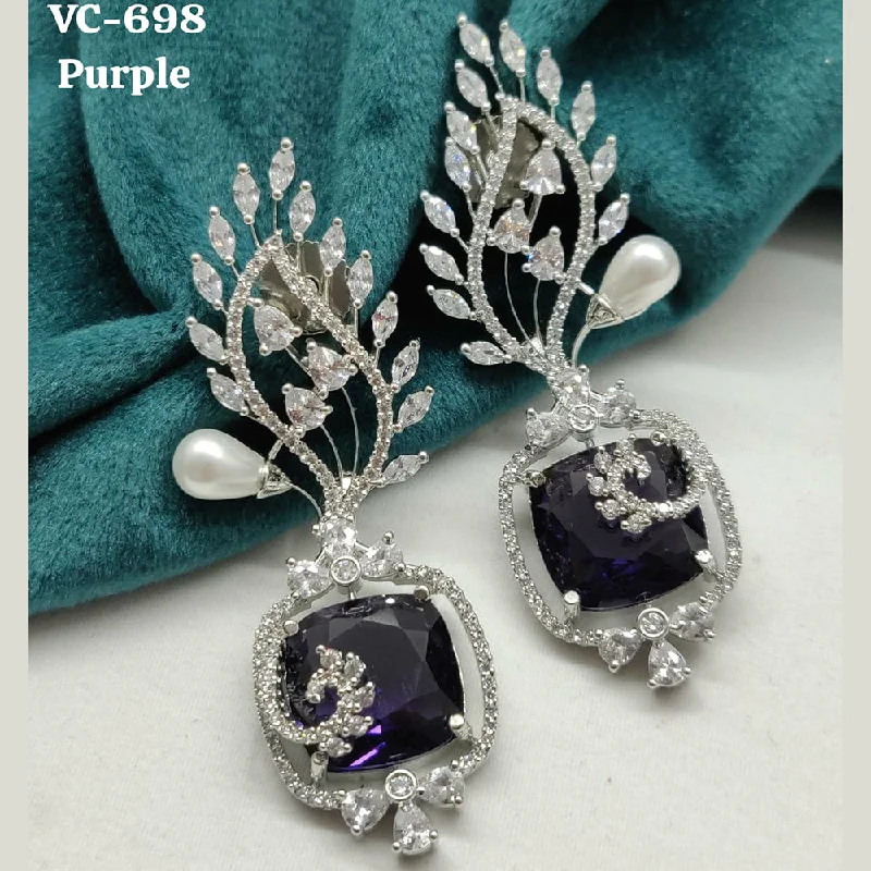 Customized Silver Jewelry For Unique Style Vivah Creation Silver Plated AD Stone Dangler Earrings Customized Silver Jewelry For Unique Style Vivah Creation Silver Plated AD Stone Dangler Earrings