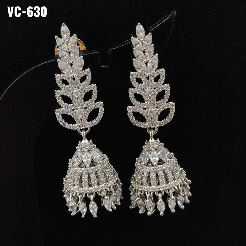 High-Quality Gemstone Jewelry For Special Occasions Vivah Creation Silver Plated AD Stone Dangler Earrings High-Quality Gemstone Jewelry For Special Occasions Vivah Creation Silver Plated AD Stone Dangler Earrings