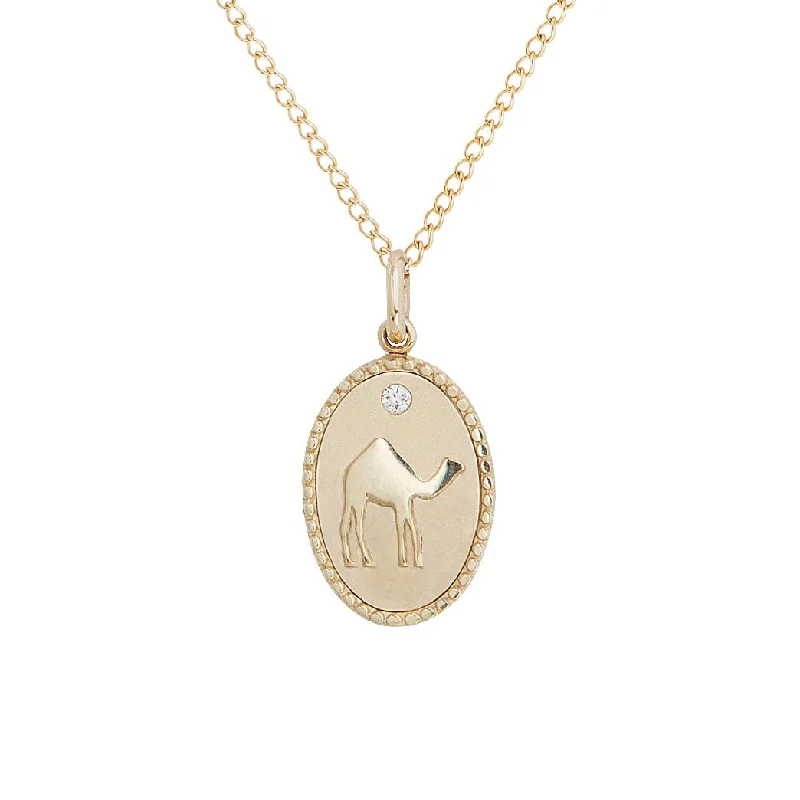 Huge Savings On Premium Jewelry Styles 10K Gold Small "Camel" Pendant with Diamond Detail